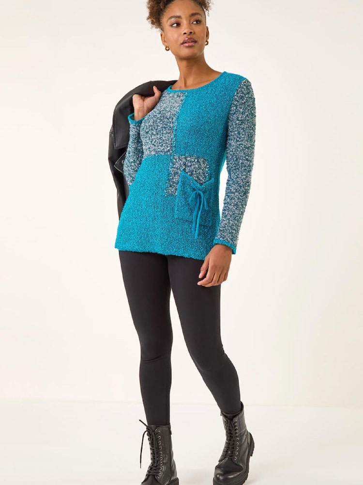Roman Blue Textured Pocket Knit Jumper - Image 1 of 5