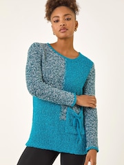 Roman Blue Textured Pocket Knit Jumper - Image 2 of 5