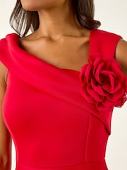 Roman Red Corsage Premium Stretch Midi Dress - Image 5 of 5