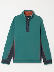 FatFace Airlie Teal Green 100% Cotton Quarter Zip Sweatshirt - Image 1 of 1