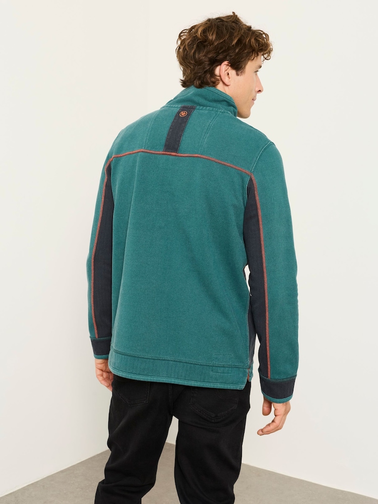 Turcoaz Verde - FatFace 100% Cotton Quarter Zip Sweatshirt - Imaginea 2 din 6