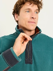 Turcoaz Verde - FatFace 100% Cotton Quarter Zip Sweatshirt - Imaginea 3 din 6