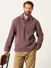 FatFace Airlie Plum Purple Button Neck Sweat Top - Image 2 of 7