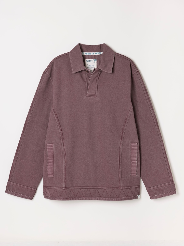 FatFace Airlie Plum Purple Button Neck Sweat Top - Image 7 of 7 FatFace Airlie Plum Purple Button Neck Sweat Top - Image 7 of 7