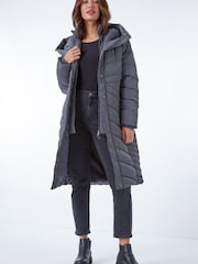 Roman Grey Hooded Quilted Coat - Image 1 of 6