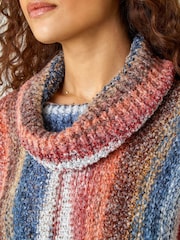 Roman Orange Boucle Stripe Cowl Neck Jumper - Image 2 of 2