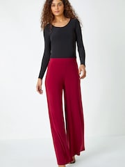 Roman Red Wide Leg Stretch Trousers - Image 1 of 5