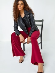 Roman Red Wide Leg Stretch Trousers - Image 2 of 5