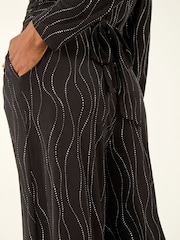 Roman Black Embellished Wide Leg Stretch Jumpsuit - Image 5 of 5