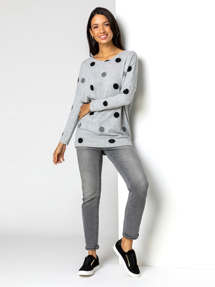 Roman Grey Spot Print Snit Top - Image 2 of 4 Roman Grey Spot Print Snit Top - Image 2 of 4