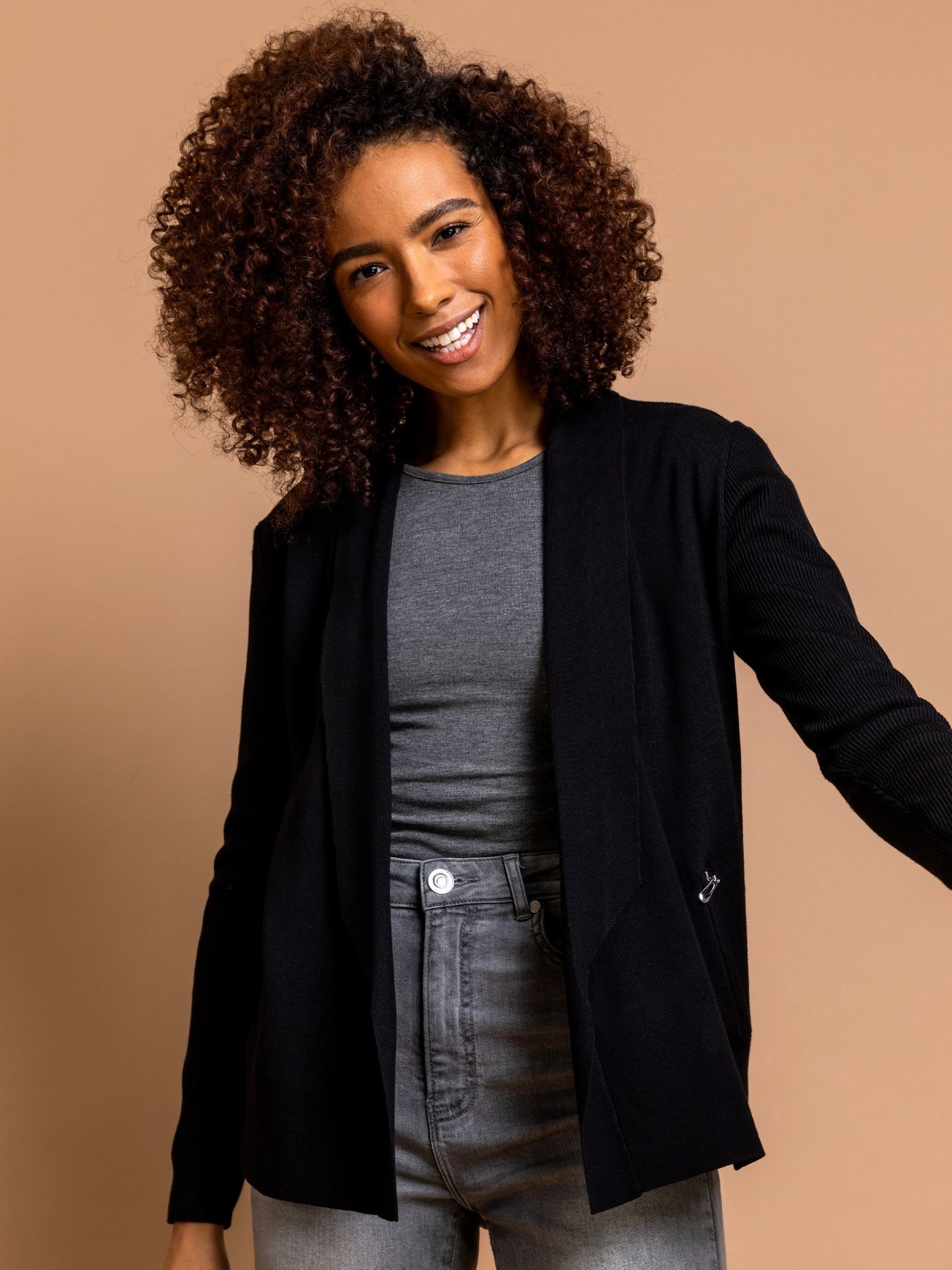 Buy Roman Black Zip Detail Collared Cardigan from Next Belgium