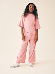 Rosa - Textured Asymmetric T-Shirt and Wide Leg Set (3-16yrs) - Imagen 4 de 8