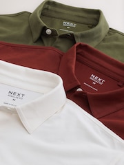 Rust Red/Ecru/Khaki Green Plain Motionflex Short Sleeve Jersey Polo Shirts 3 Pack - Image 9 of 9