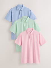 Bliue/Mint Green/Pink - Liso - Pack de 3 polos de punto Motionflex de manga corta - Imagen 1 de 10