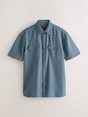 Blue Western Styling Textured Twin Pocket Short Sleeve Shirt - Image 7 of 9