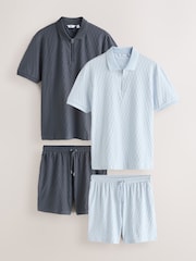 Blue/Grey Textured Jersey Co-ord Set - Image 1 of 13
