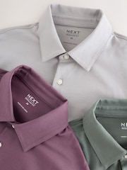 Purple/Grey/Sage Green Plain Motionflex Short Sleeve Jersey Polo Shirts 3 Pack - Image 5 of 9
