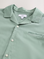 Blue Relaxed Fit Back Print Revere Collar Short Sleeve Shirt - Image 10 of 11