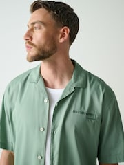 Blue Relaxed Fit Back Print Revere Collar Short Sleeve Shirt - Image 5 of 7