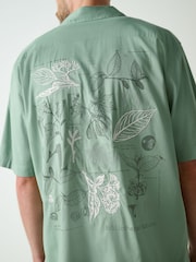 Blue Relaxed Fit Back Print Revere Collar Short Sleeve Shirt - Image 6 of 7