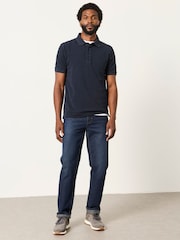 FatFace Navy Short Sleeve Pique Polo Shirt - Image 4 of 6