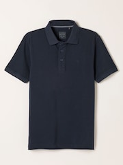 FatFace Navy Short Sleeve Pique Polo Shirt - Image 6 of 6