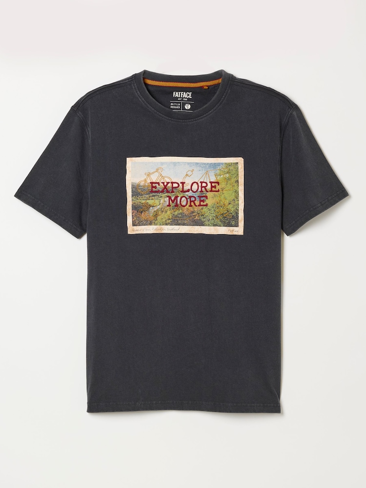 FatFace Washed Black Explore More Graphic T-Shirt - Image 6 of 6