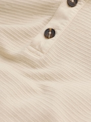FatFace Henley Stone Long Sleeve Textured T-Shirt - Image 7 of 7