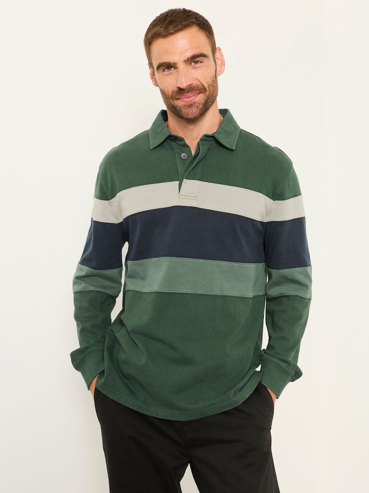 FatFace Dark Green Long Sleeve Chest Stripe Rugby - Image 2 of 7 FatFace Dark Green Long Sleeve Chest Stripe Rugby - Image 2 of 7