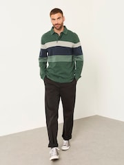 FatFace Dark Green Long Sleeve Chest Stripe Rugby - Image 5 of 7