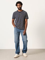 FatFace Navy Short Sleeve Stripe T-Shirt - Image 4 of 6