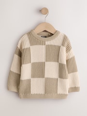 បន្ទះត្រួតពិនិត្យ Neutral - Knitted Crew Neck Jumper (3mths-7ឆ្នាំ) - រូបភាព 1 នៃ 4