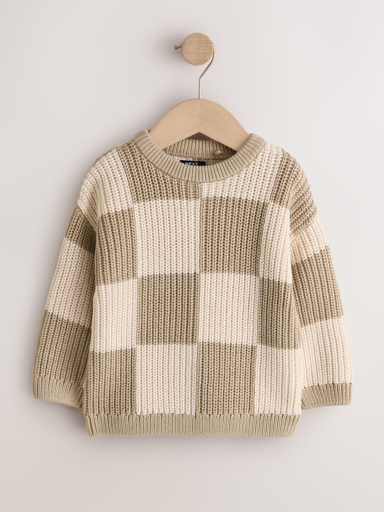 បន្ទះត្រួតពិនិត្យ Neutral - Knitted Crew Neck Jumper (3mths-7ឆ្នាំ) - រូបភាព 1 នៃ 4