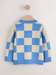 Bleu à damier - Pull col rond tricoté (3mths-7yrs) - Image 2 de 4