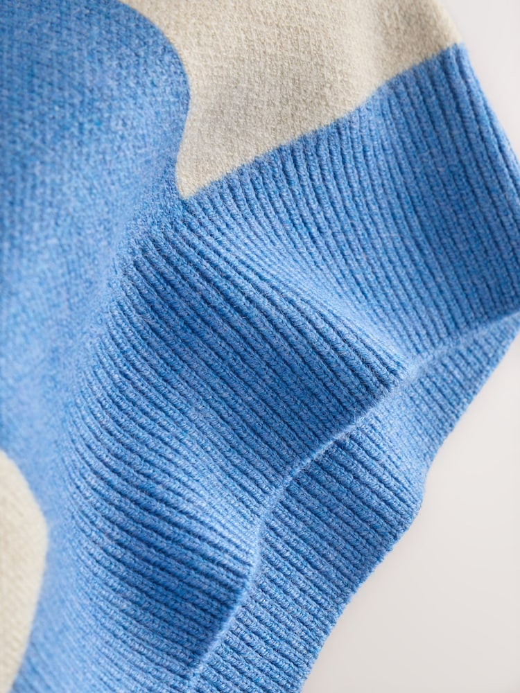 Bleu à damier - Pull col rond tricoté (3mths-7yrs) - Image 4 de 4