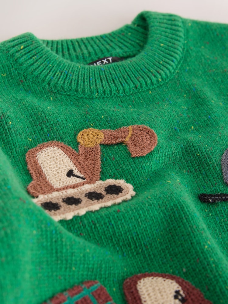 Green Transport Character Knitted Crew Neck Jumper (3mths-7yrs) - Image 4 of 4