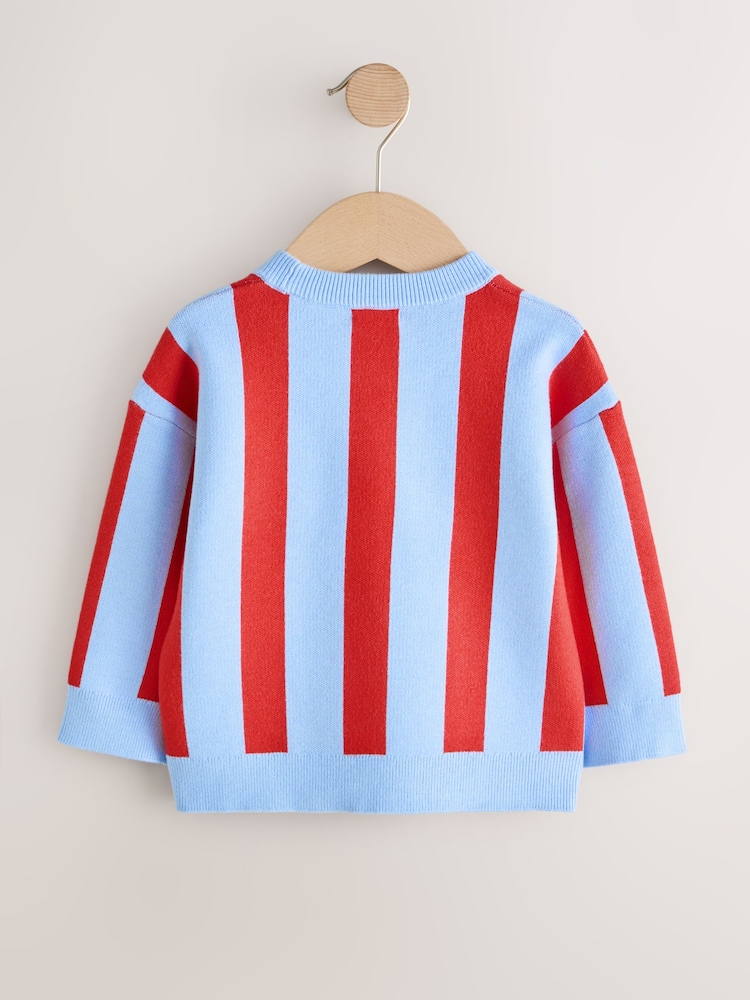 Red/Blue Toast Knitted Crew Neck Jumper (3mths-7yrs) - Image 2 of 4 Red/Blue Toast Knitted Crew Neck Jumper (3mths-7yrs) - Image 2 of 4