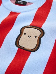 Red/Blue Toast Knitted Crew Neck Jumper (3mths-7yrs) - Image 4 of 4