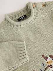 Sage Green Farm Character Knitted Crew Neck Jumper (3mths-7yrs) - Image 8 of 8