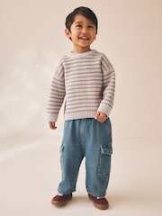 Neutral Chenille Stripe Knitted Crew Neck Jumper (3mths-7yrs) - Image 3 of 8