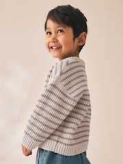 Neutral Chenille Stripe Knitted Crew Neck Jumper (3mths-7yrs) - Image 5 of 8