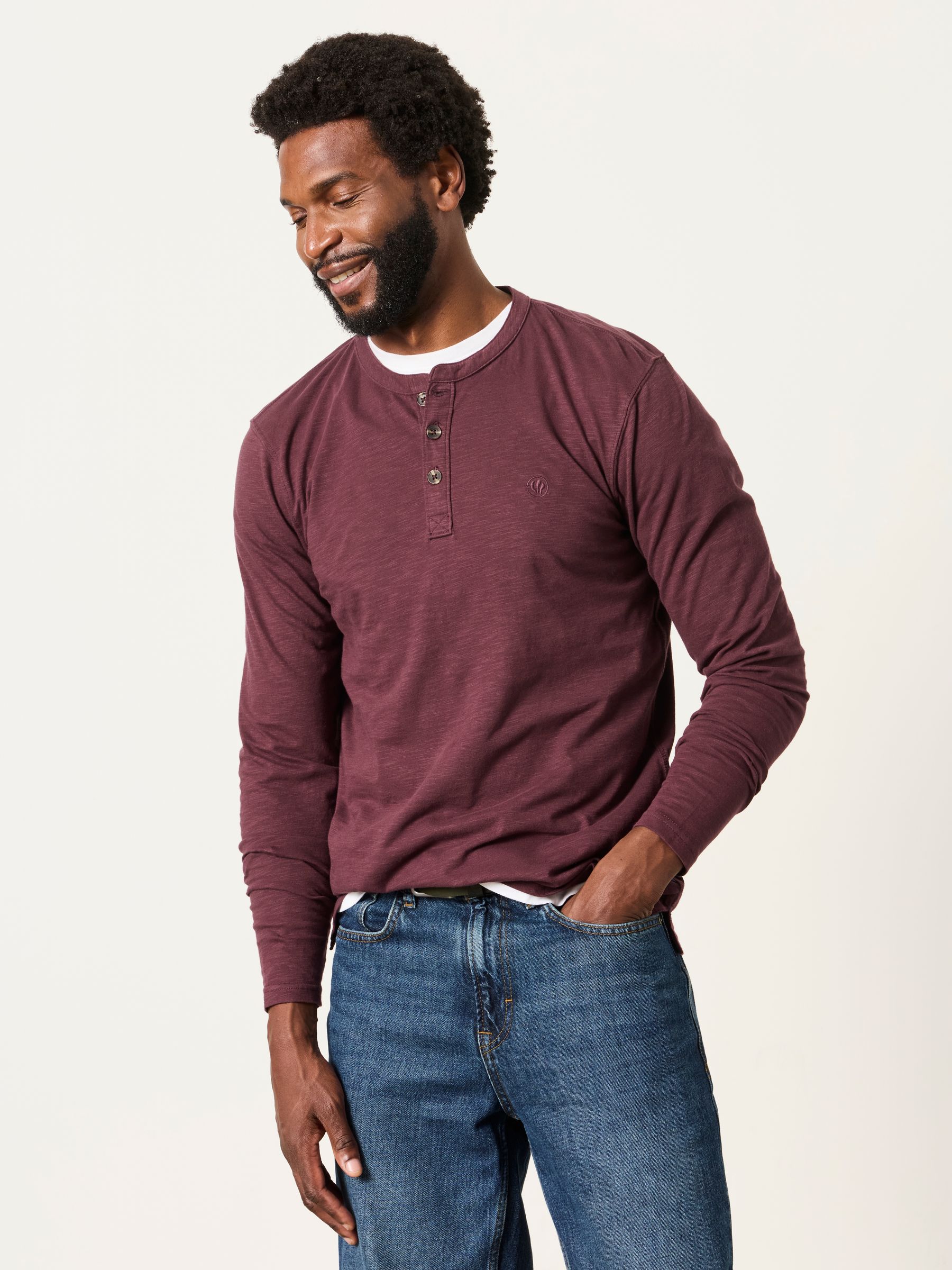 Buy FatFace Woodside Plum Purple Long Sleeve Henley Top from Next USA