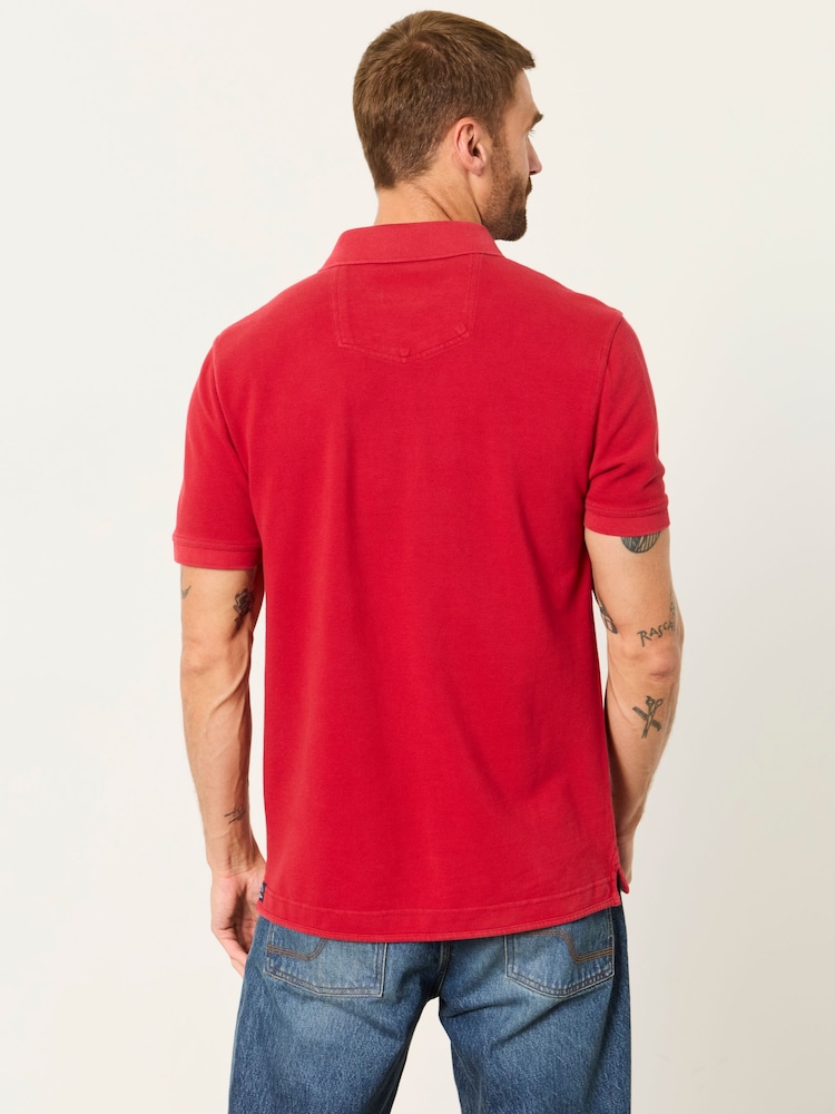 FatFace Cherry Red Short Sleeve Pique Polo Shirt - Image 2 of 5 FatFace Cherry Red Short Sleeve Pique Polo Shirt - Image 2 of 5