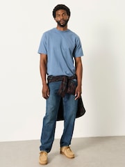 FatFace Alton Blue Denim Short Sleeve T-Shirt - Image 5 of 6