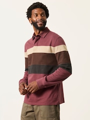 FatFace Plum Purple Long Sleeve Chest Stripe Rugby - Image 1 of 6