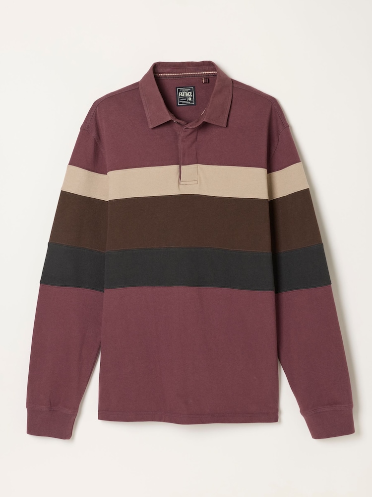 FatFace Plum Purple Long Sleeve Chest Stripe Rugby - Image 6 of 6