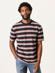 Itim na Multi Stripe - FatFace Short Sleeve Relaxed Fit T-Shirt - Larawan 1 ng 6