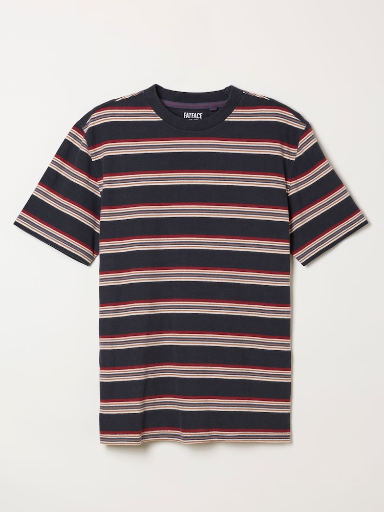 Itim na Multi Stripe - FatFace Short Sleeve Relaxed Fit T-Shirt - Larawan 6 ng 6 Itim na Multi Stripe - FatFace Short Sleeve Relaxed Fit T-Shirt - Larawan 6 ng 6