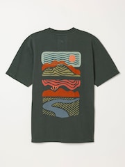 FatFace Dark Green Horizon Graphic T-Shirt - Image 2 of 2
