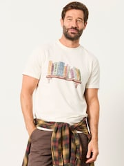 FatFace Natural Bookshelf Graphic Tshirt - Image 1 of 6